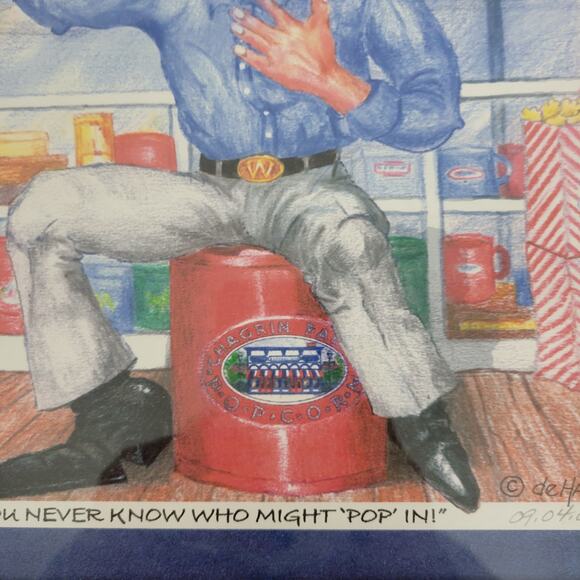 De Hamel‎ George W Bush Chagrin Falls Popcorn Shop Hanging Framed Art 12" Signed - Picture 5 of 11